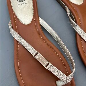 GUESS Women's Brown and Silver Sandals